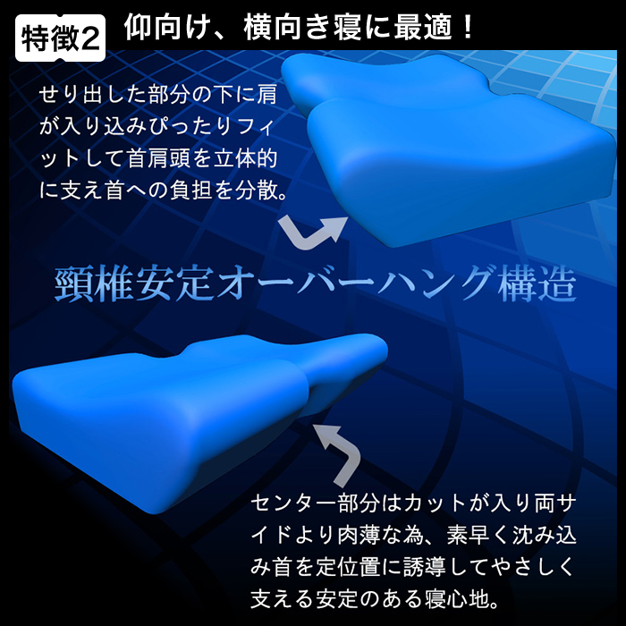 特長2:仰向け、横向き寝に最適!