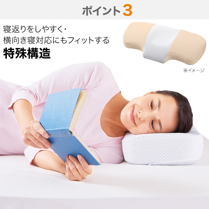 寝返りをしやすく・横向き寝対応にもフィットする特殊構造