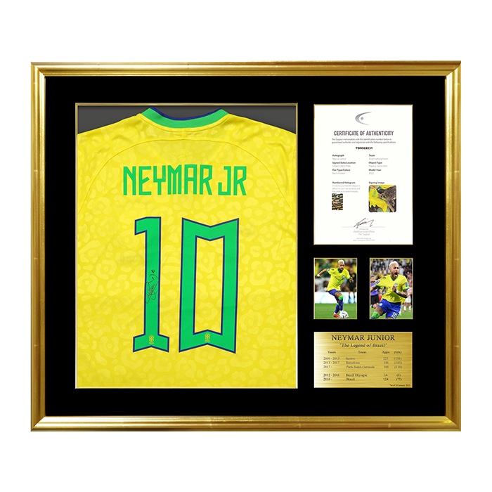 ネイマール直筆サイン入り ブラジル代表2022ホームユニフォーム 特製フレーム