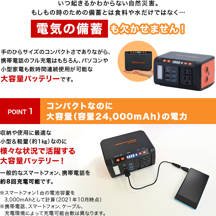 期間限定】ポータブル電源メガパワーステーション＆大型ソーラーパネル特別セット(バックパック付) 