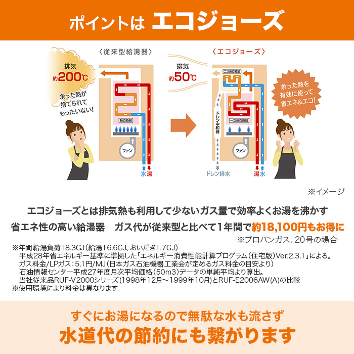 リンナイガス給湯器 エコジョーズ 追い焚き16号 | 999-111433 リンナイガス給湯器 エコジョーズ 追い焚き16号 | 999-111433