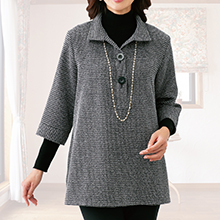 変化織りボタン使いオーバーブラウス 変化織りボタン使いオーバーブラウス