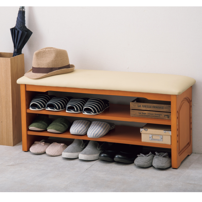 収納棚付き 玄関ベンチ 幅41cm | 999-304548 | 【公式】テレビ