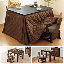 高さ6段階調節ダイニングこたつ 80x80cm