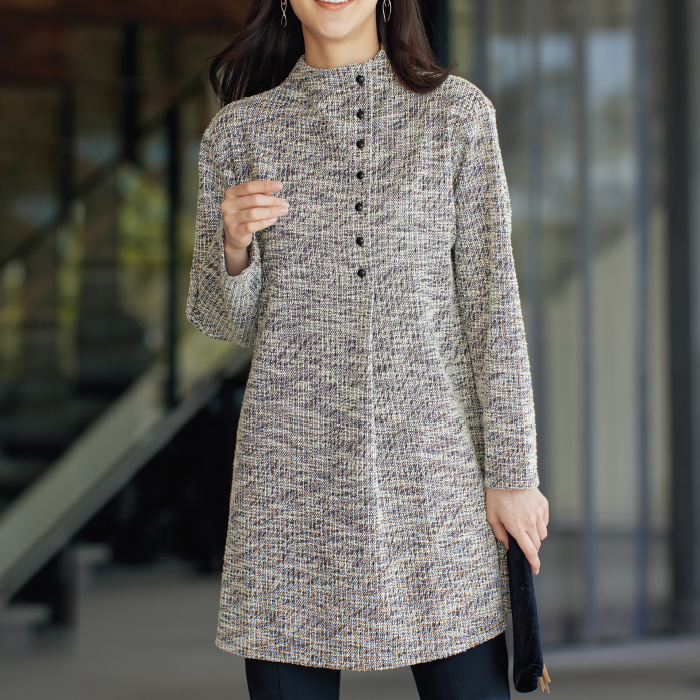 TO BE CHIC　ファンシーツイードジャージー チュニック　カットソー ツイード調カットソー素材チュニック | 999-306127 | 【公式】テレビ