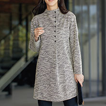 ツイード調カットソー素材チュニック ツイード調カットソー素材チュニック