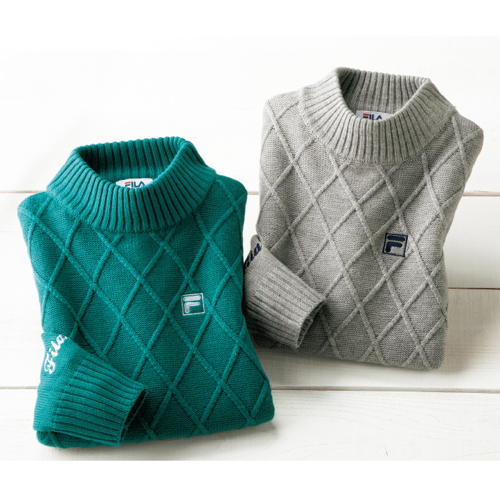 FILA＞ダイヤ柄ニットチュニック2色組(同サイズ) | 999-306991