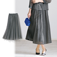 フロッキードット柄シアースカート フロッキードット柄シアースカート