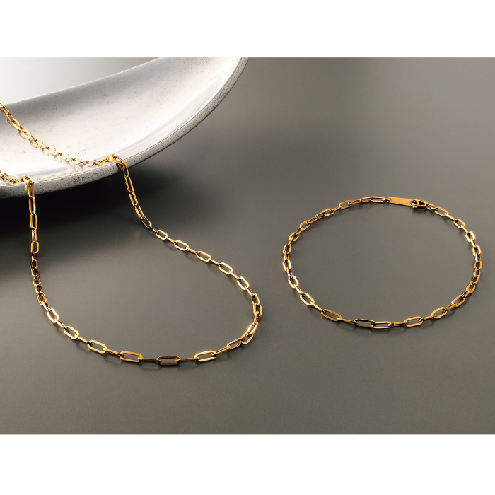 【最安値】18K YG ペーパークリップ ネックレス 45cm 約45cm ペーパークリップ ネックレス チェーン 幅約3.5mm K18 YG