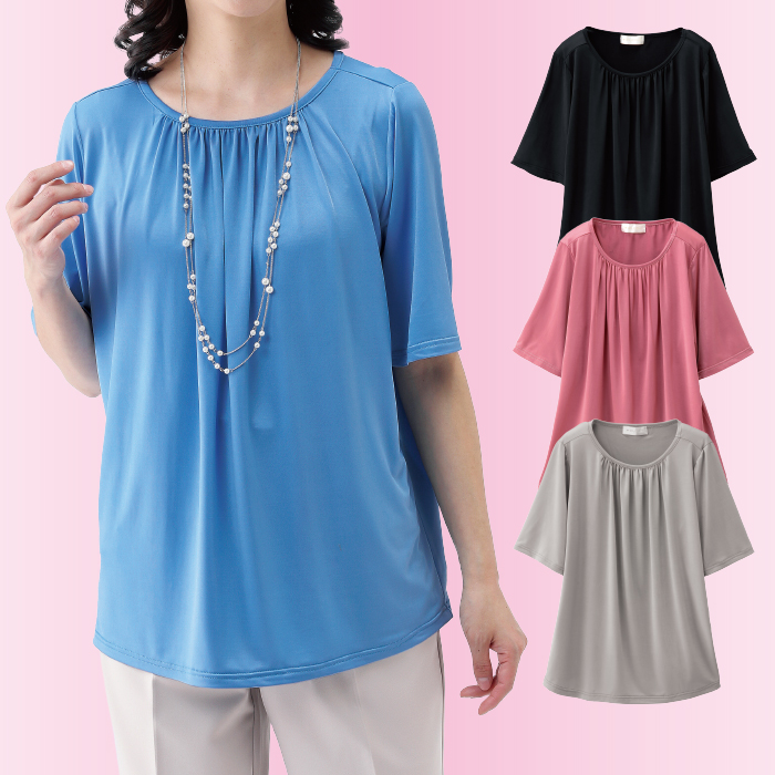 斜めラウンドギャザー切替ブラウス ドットサイドギャザーブラウス | 2024 AW Collection| yori