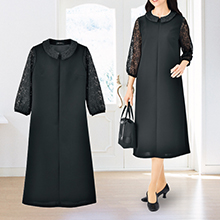 <eclaT style(R)BLACK>フォーマル袖レースワンピース <eclaT style(R)BLACK>フォーマル袖レースワンピース