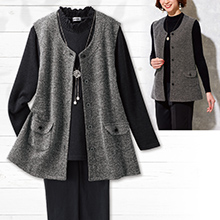 裏地付ノーカラーデザインベスト