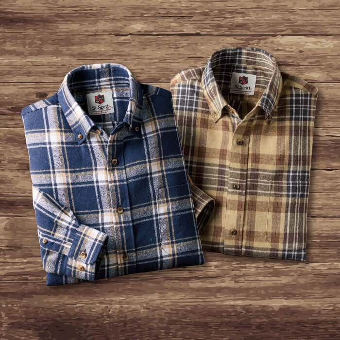 St.Scott＞チェック柄メンズシャツ2色組(同サイズ) | 999-308168