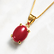 血赤珊瑚シンプルデザインペンダント 18金 血赤珊瑚シンプルデザインペンダント 18金