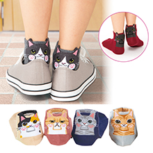 ひょっこり可愛いにゃんこソックス(6色組)