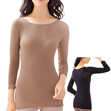 綿混薄地暖かのびのびインナー2色組