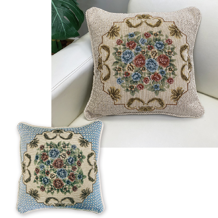 ＊イタリア製ジャガード織クッションカバー　　4枚set＊ イタリア製ジャガード織りクッションカバー 〔フラワーガーデン