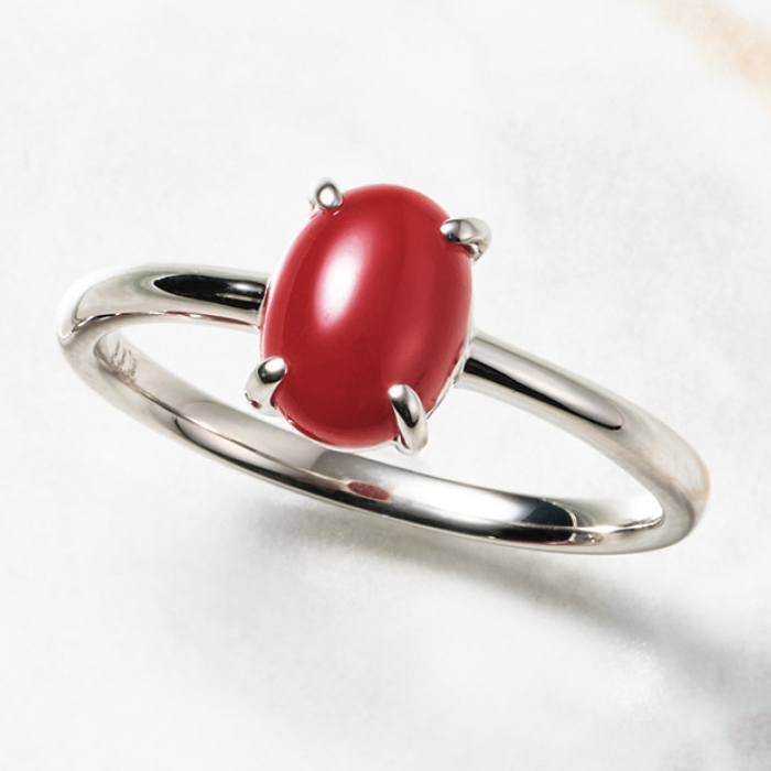 血赤珊瑚シンプルデザインリング プラチナ | 999-308368