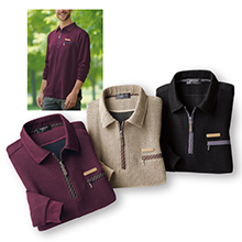 ＜ヴァレーゼ・ウォモ＞ミックス調ジップアップポロシャツ3色組(同サイズ)