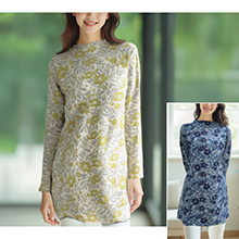日本製花柄ジャカードチュニック