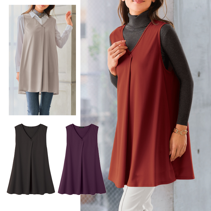 eclaT style(R)＞うすぽかチュニックベスト | 999-308408