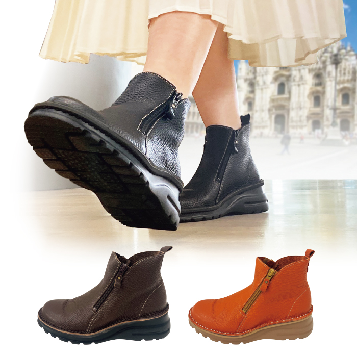 ピエフェリセス＞ダブルファスナーショートブーツ | 999-308492