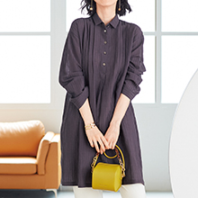 ドビー織チュニックブラウス ドビー織チュニックブラウス