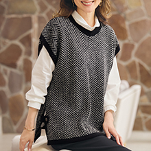 ヘリンボーンニットベスト ヘリンボーンニットベスト