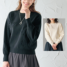 花柄コード刺しゅうセーター