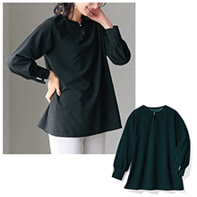 パール調ボタンチュニックTブラウス