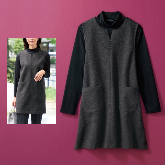 eclaT style(R)＞メランジキーネックロングベスト | 999-308658