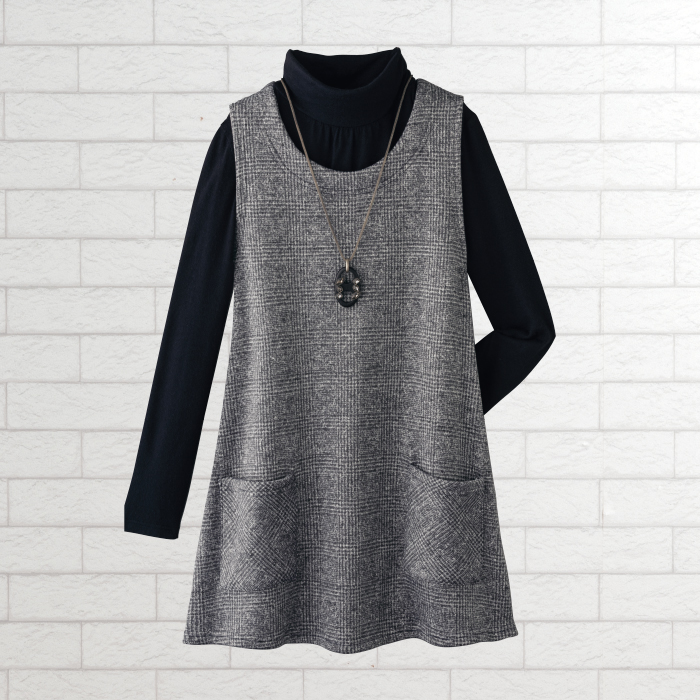 グレンチェック裏起毛ロングベスト | 999-308722 | 【公式】テレビ