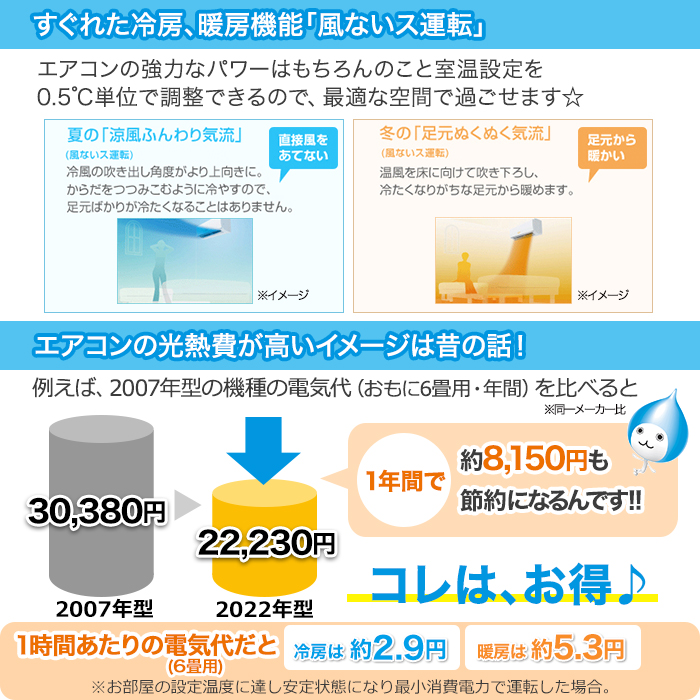 2022年型ダイキン高性能エアコン 6畳用(お掃除機能付)下取りあり