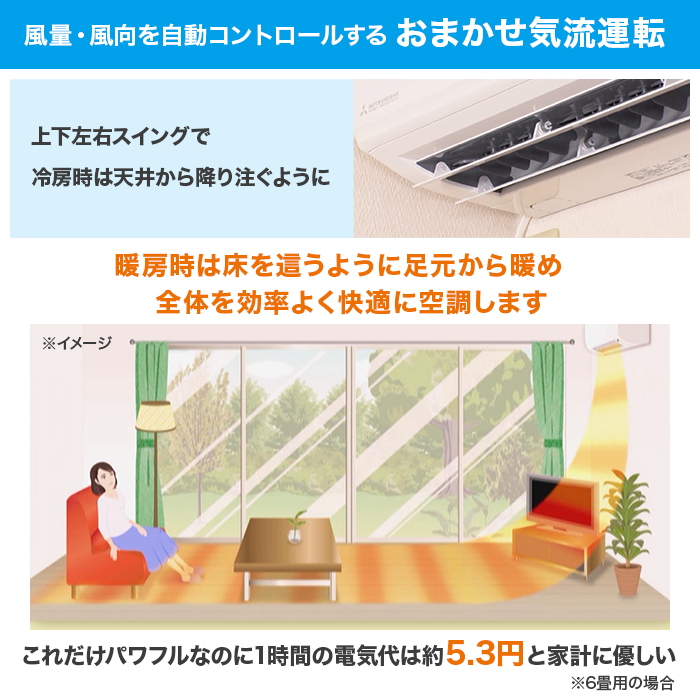 2023年型 三菱重工ビーバーエアコン高機能モデル(お掃除機能付) 6畳